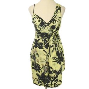 TRACY REESE Black & Green Tropical Floral Draped Empire Waist Dress Size 4